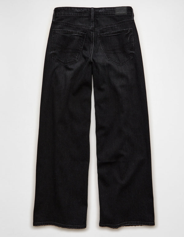 Jean Baggy Wide Leg tiro alto Ae - Negro