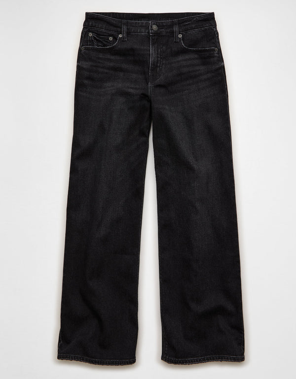 Jean Baggy Wide Leg tiro alto Ae - Negro
