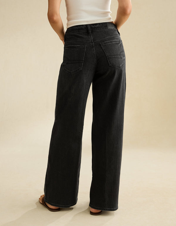 Jean Baggy Wide Leg tiro alto Ae - Negro