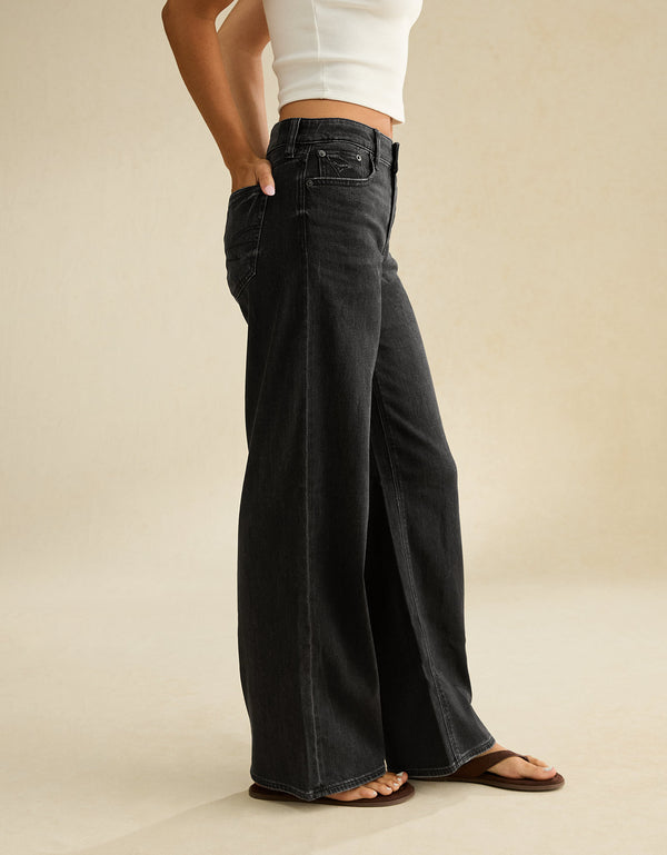 Jean Baggy Wide Leg tiro alto Ae - Negro