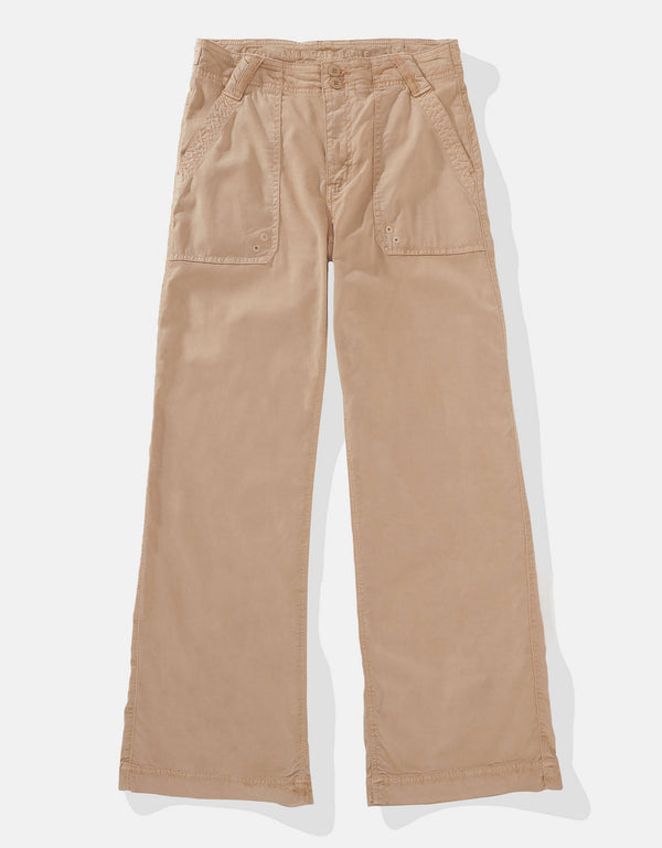 Pantalón Tiro Alto Holgado Mujer AE - Beige