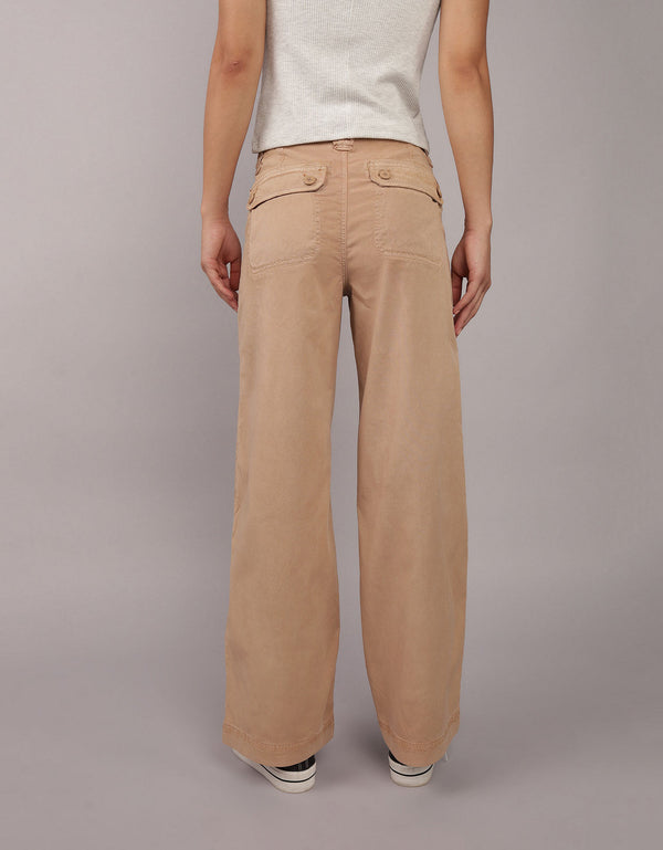 Pantalón Tiro Alto Holgado Mujer AE - Beige