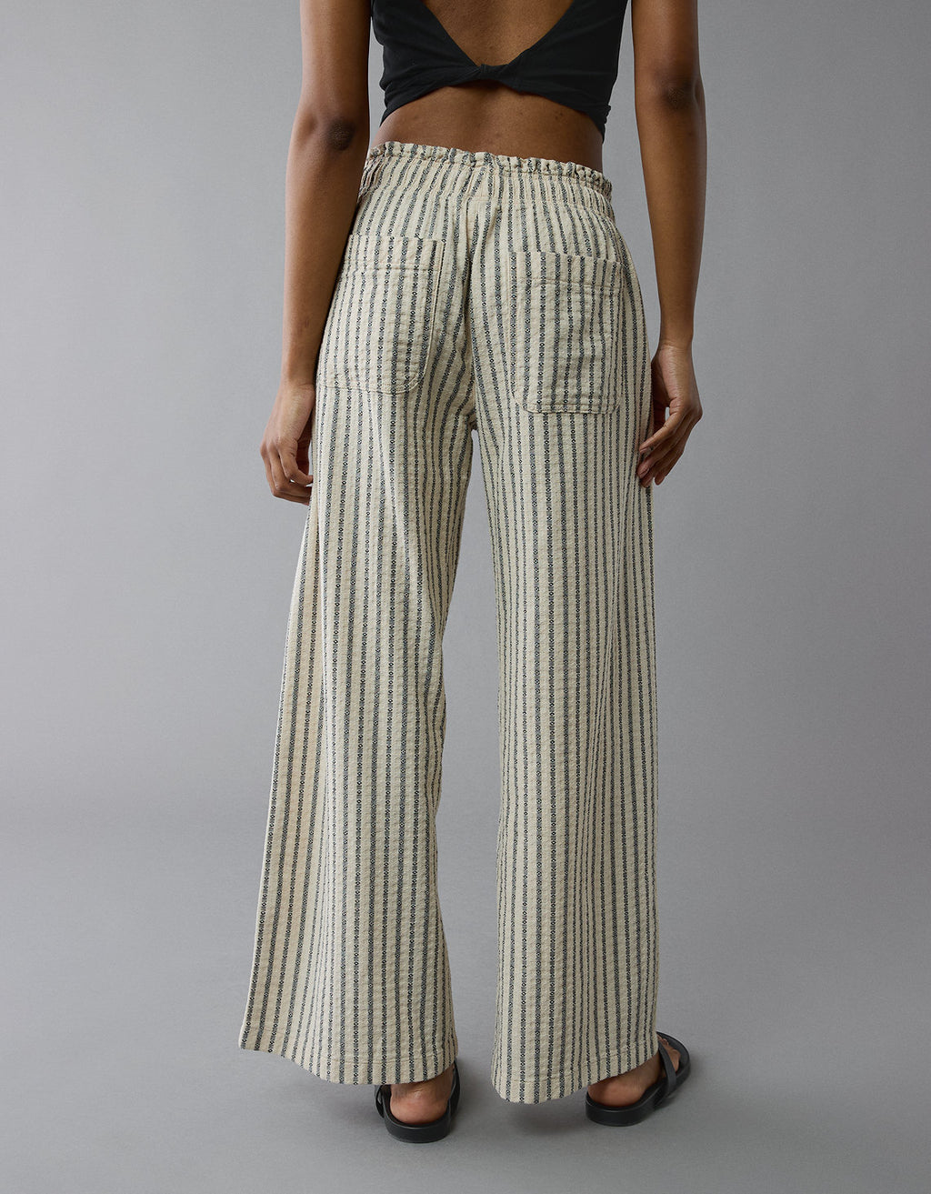 Pantalón de Rayas de Mujer Ae - Negro 0461_5454_032_ob