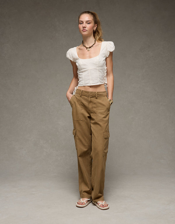Pantalón Cargo Recto Holgado de Tiro Bajo - Generico