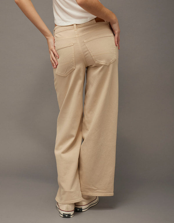 Pantalón de pierna ancha y super cintura alta Ae Stretch - Blanco