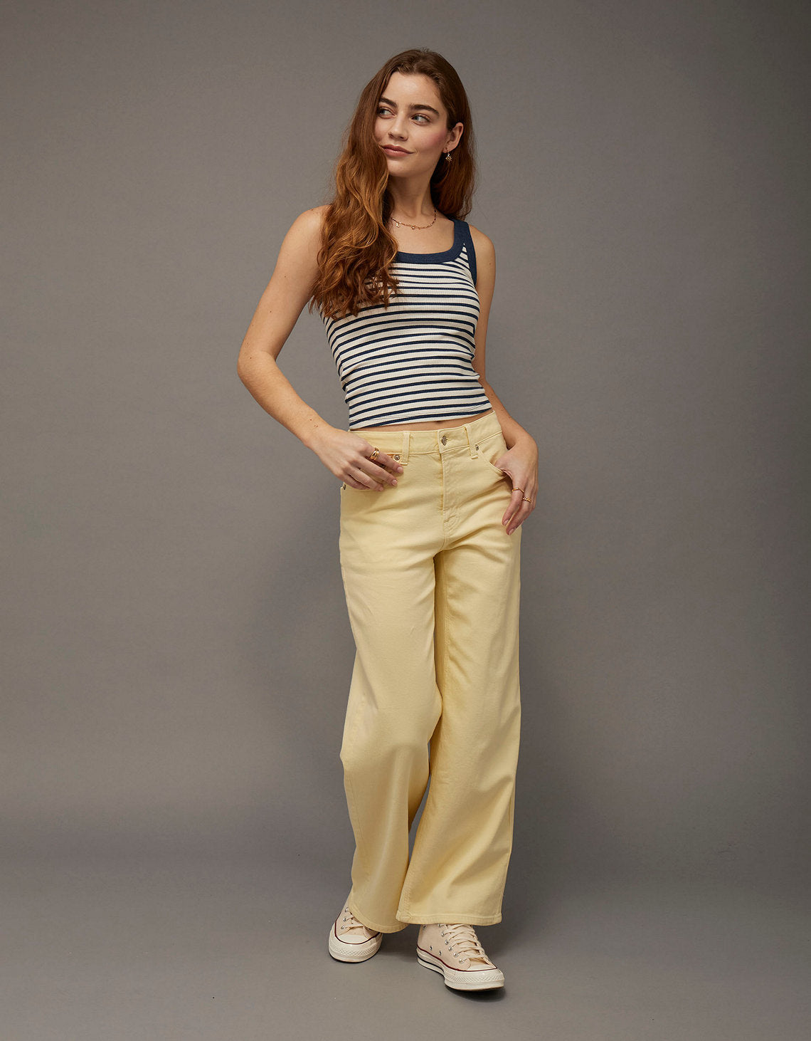 Pantalón de pierna ancha y super cintura alta Ae Stretch - Amarillo 0461_5745_700_of