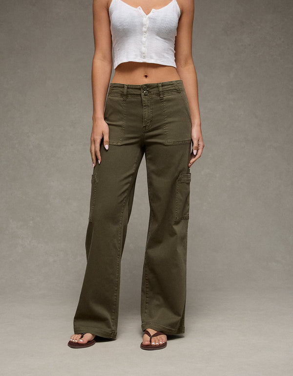 Pantalón Cargo de Pierna Ancha y Súper Cintura Alta Ae Stretch - Generico