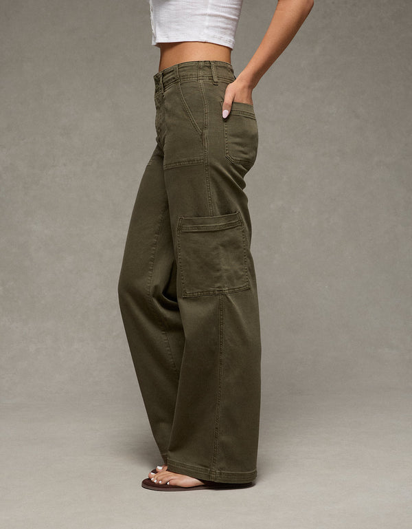 Pantalón Cargo de Pierna Ancha y Súper Cintura Alta Ae Stretch - Generico