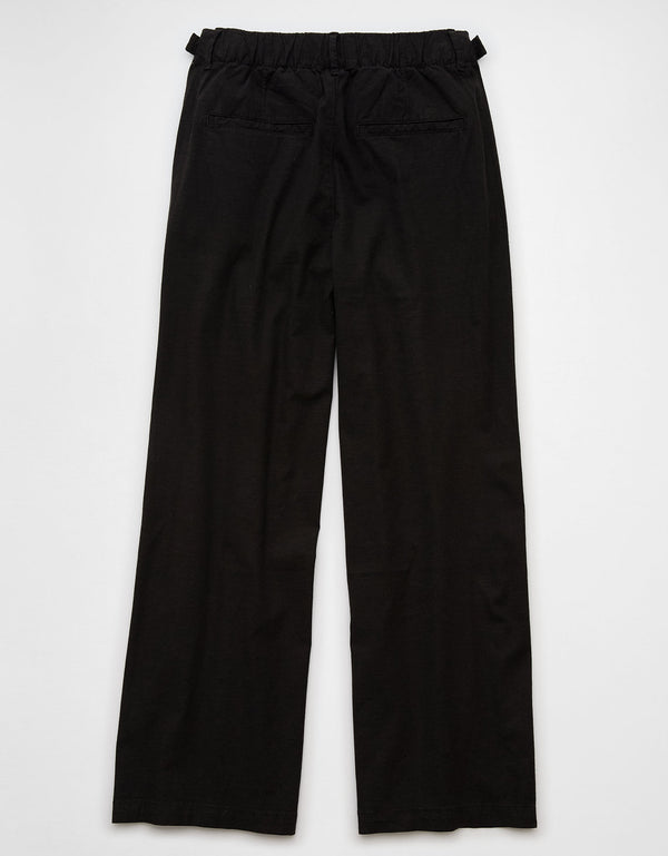 Pantalón tiro alto ancho de mujer AE - Negro
