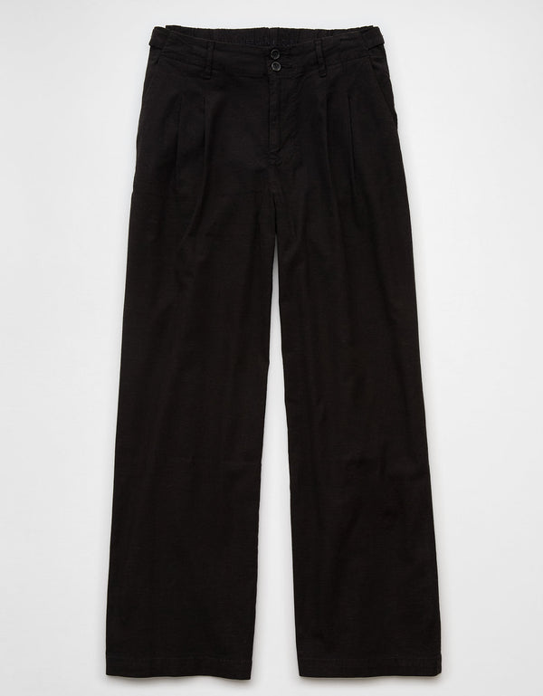Pantalón tiro alto ancho de mujer AE - Negro