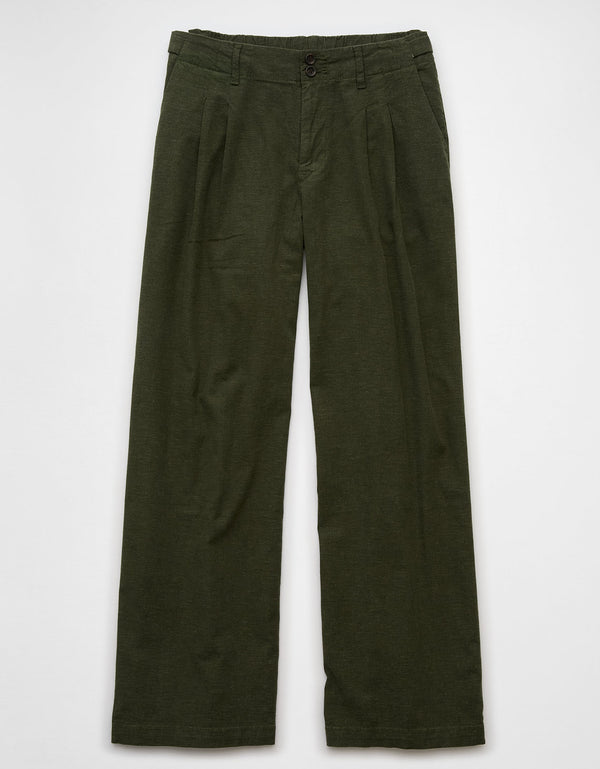Pantalón tiro alto ancho de mujer AE - Verde