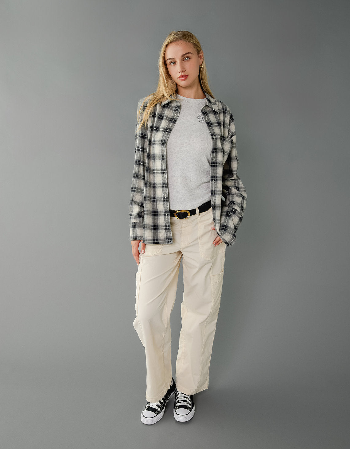 Camisa Abotonada Ae - Gris 0536_6536_020_of