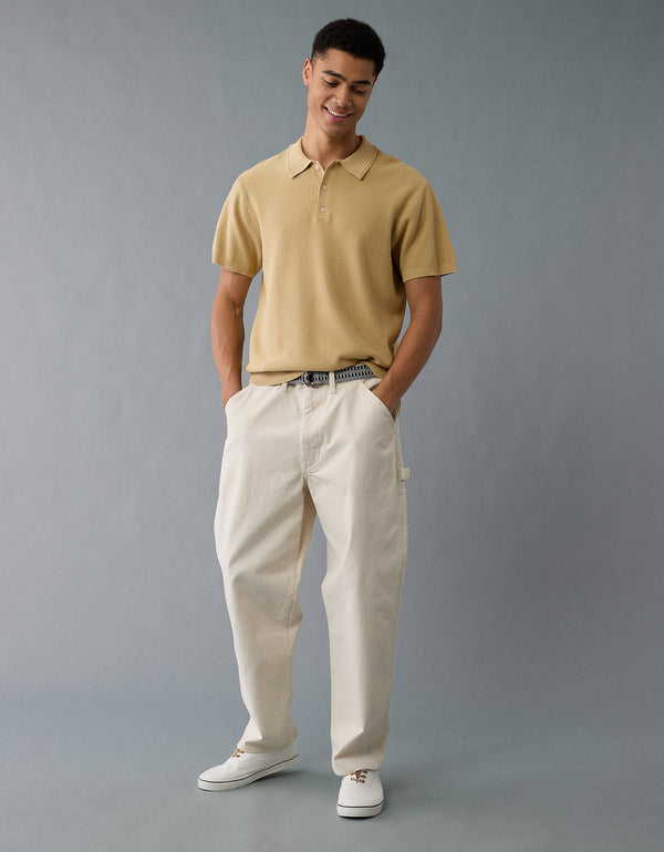 Polo de suéter lavado de fin de semana Ae - Beige