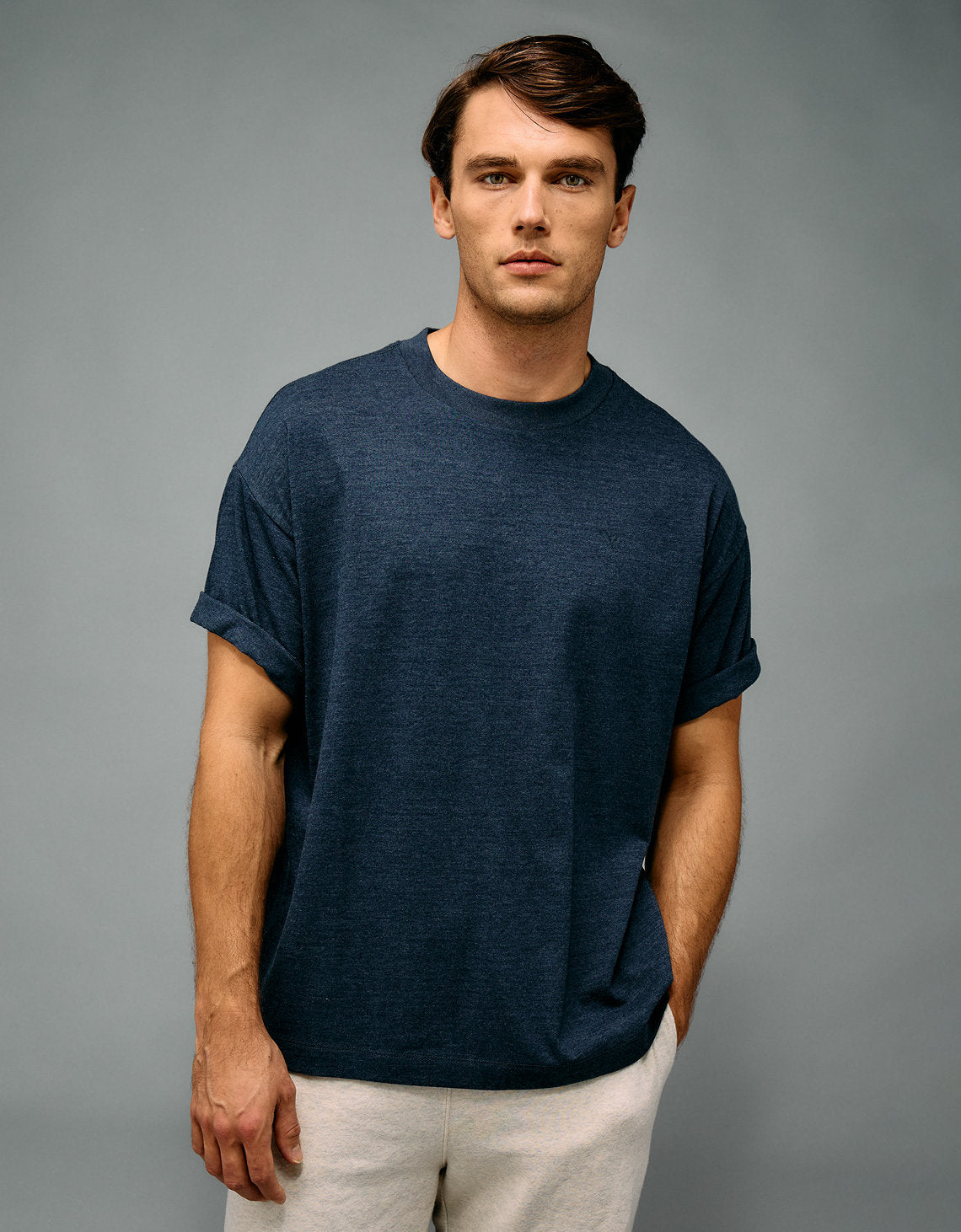 Camiseta de punto afelpado Ae Boxy - Azul 1164_4906_445_of