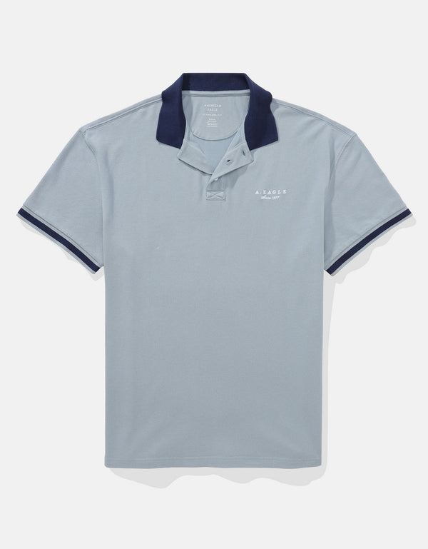 Camiseta Polo con Logo Ae - Azul