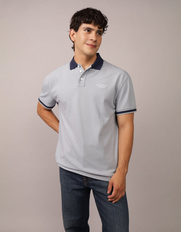 Camiseta Polo con Logo Ae - Azul