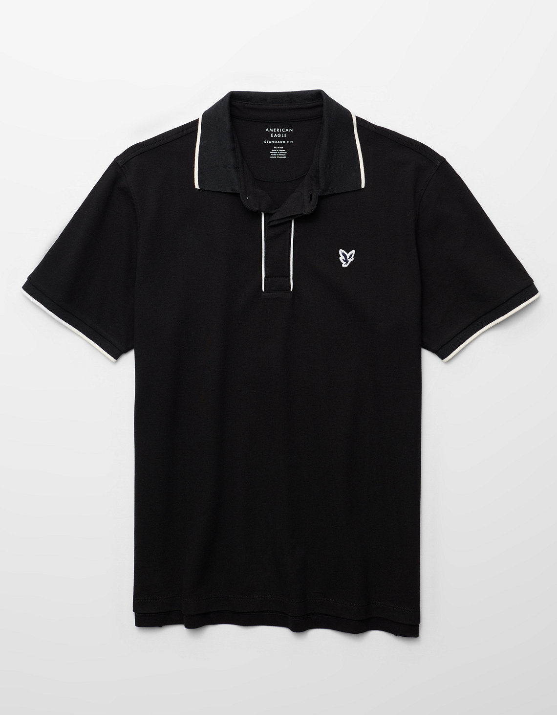 Polo de Piqué Elástico con Apariencia Desgastada para Hombre - Negro 1165_4559_001_f