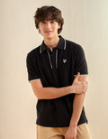 Polo de Piqué Elástico con Apariencia Desgastada para Hombre - Negro 1165_4559_001_of