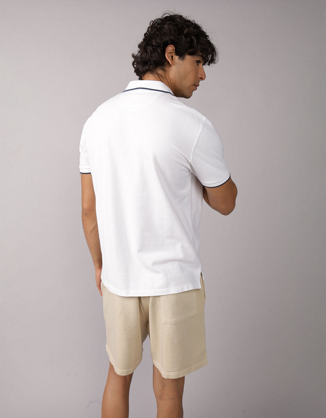 Polo de Piqué Elástico con Apariencia Desgastada para Hombre - Blanco 1165_4559_100_ob