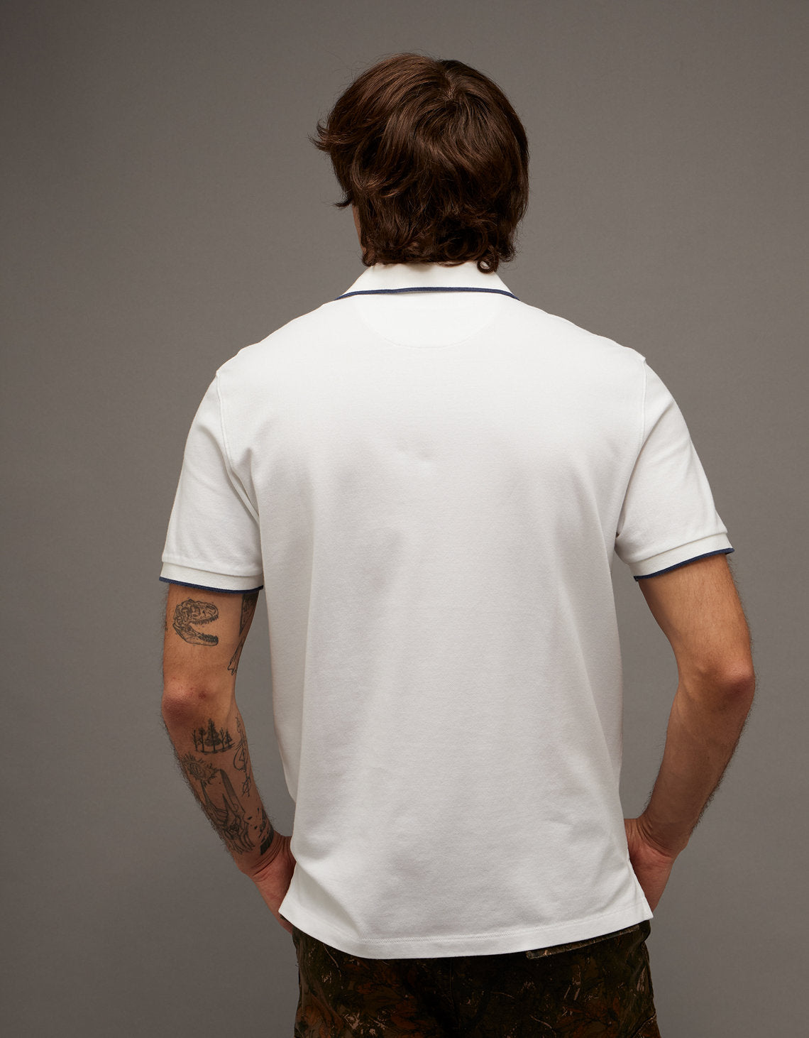 Polo de Piqué Elástico con Apariencia Desgastada para Hombre - Blanco 1165_4559_110_ob
