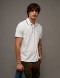 Polo de Piqué Elástico con Apariencia Desgastada para Hombre - Blanco 1165_4559_110_of