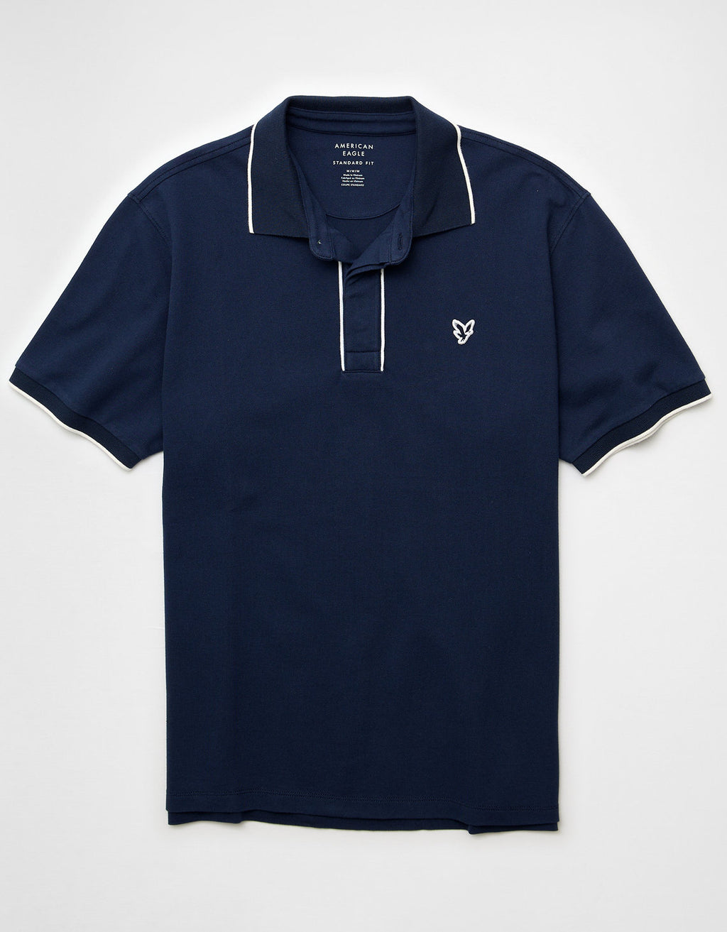 Polo de Piqué Elástico con Apariencia Desgastada para Hombre - Azul 1165_4559_405_f