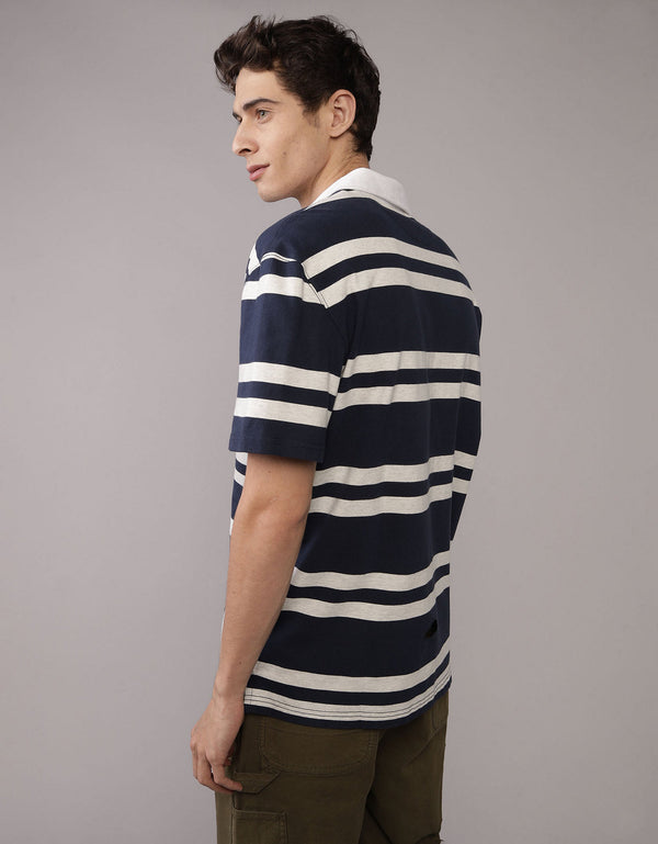 Camiseta Polo Ajustada de Piqué Flex Ae - Azul