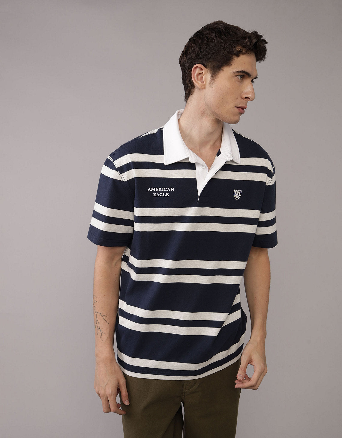 Camiseta Polo Ajustada de Piqué Flex Ae - Azul 1165_4794_410_of