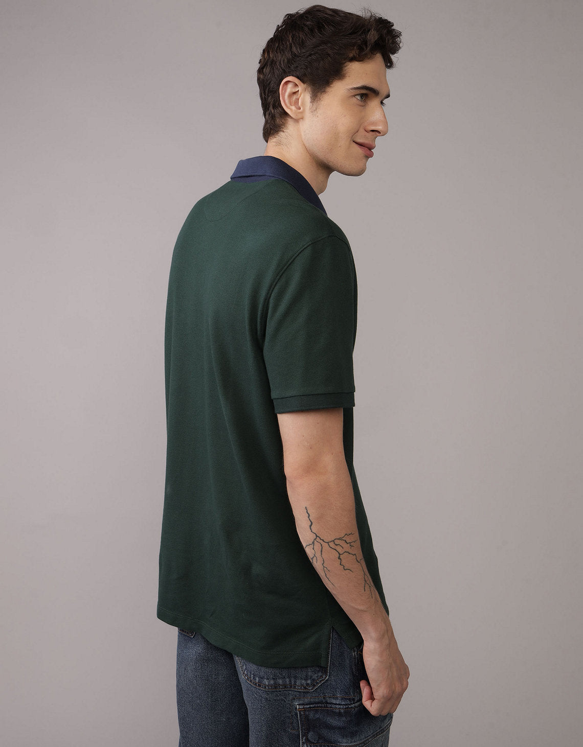 Camiseta Tipo Polo Slim Fit Ae - Verde 1165_4882_300_ob