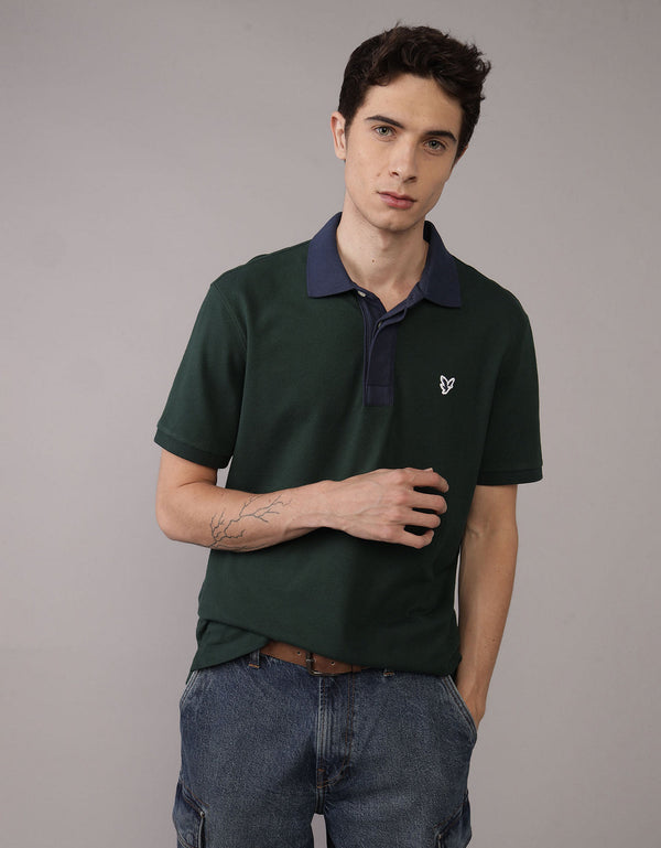 Camiseta Tipo Polo Slim Fit Ae - Verde