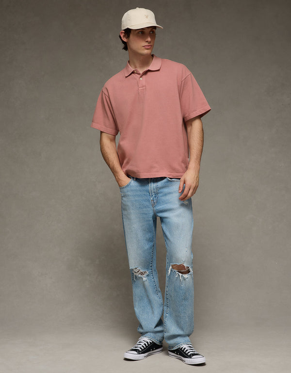 Camiseta Tipo Polo Boxy Ae - Rosa