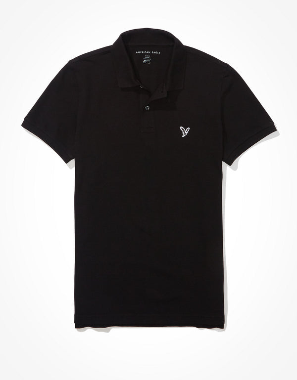 Camiseta Tipo Polo Slim Fit Ae - Negro