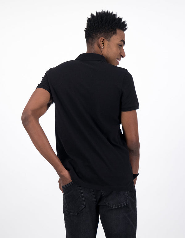 Camiseta Tipo Polo Slim Fit Ae - Negro