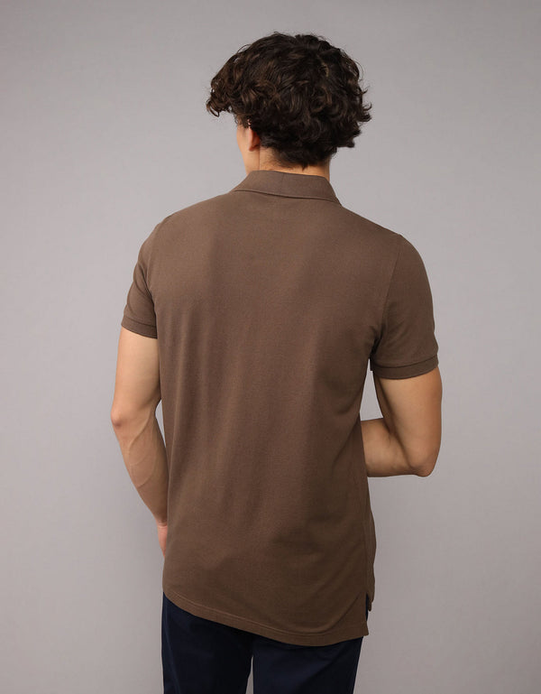 Camiseta Tipo Polo Slim Fit Ae - Café