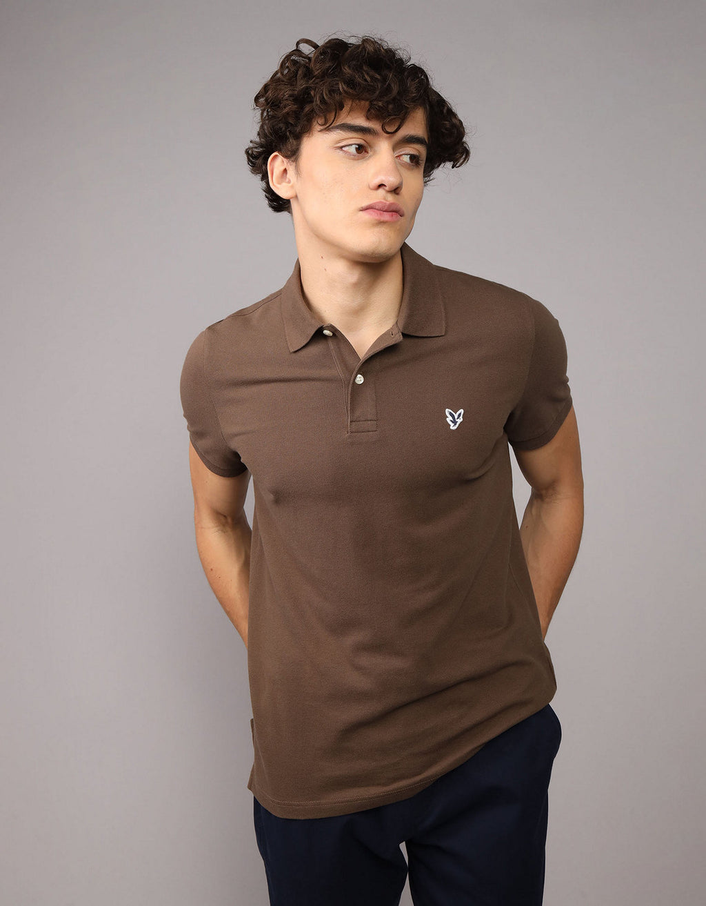 Camiseta Tipo Polo Slim Fit Ae - Café 1165_9146_227_of