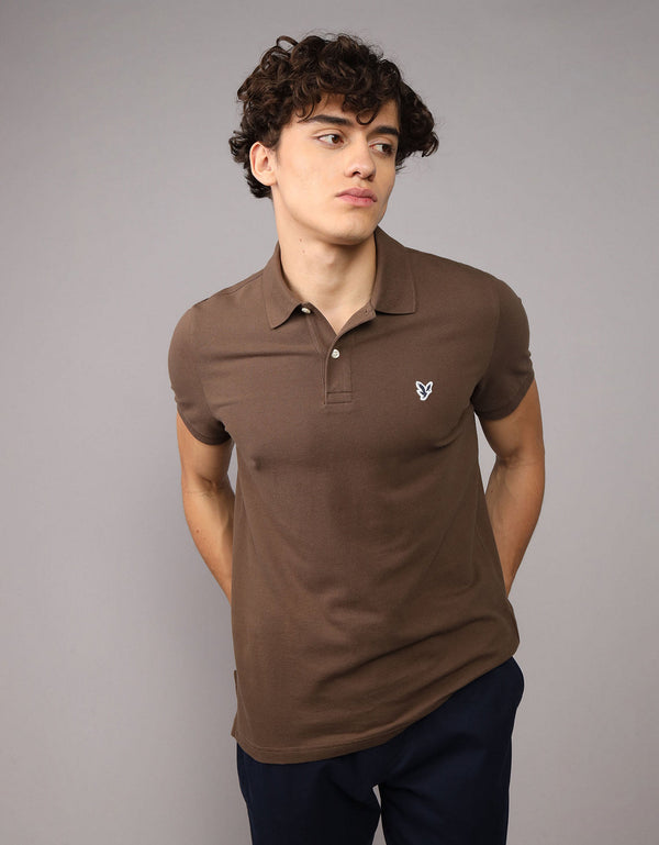 Camiseta Tipo Polo Slim Fit Ae - Café