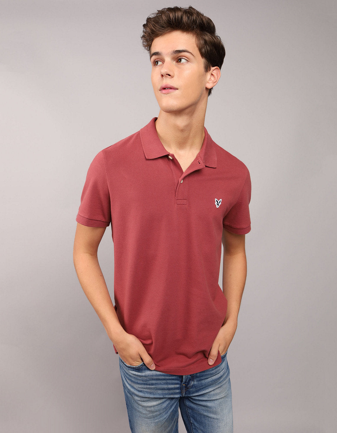 Camiseta Tipo Polo Slim Fit Ae - Café 1165_9146_244_of