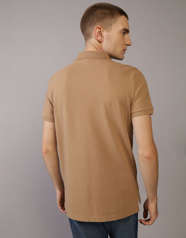 Camiseta Tipo Polo Slim Fit Ae - Caqui