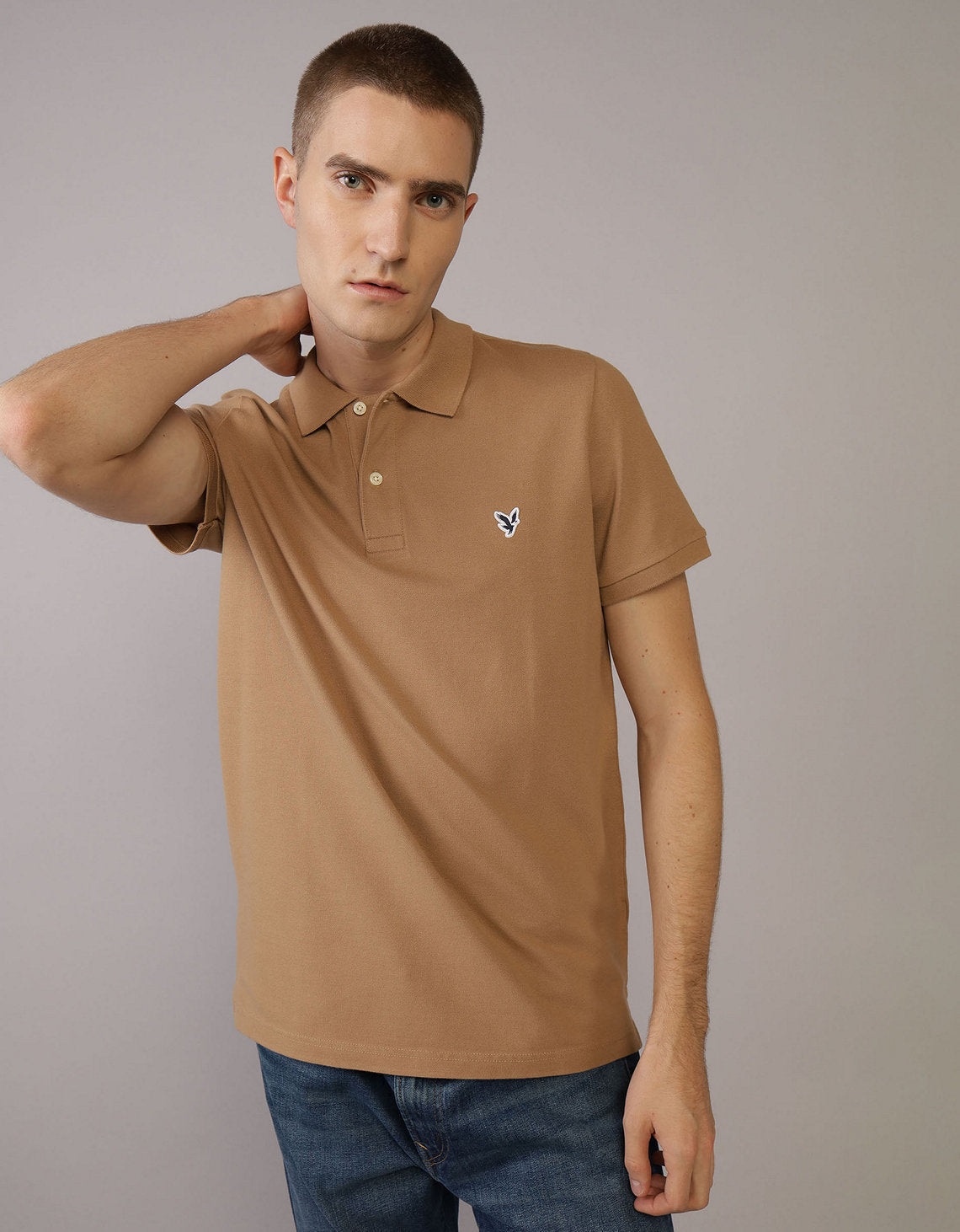 Camiseta Tipo Polo Slim Fit Ae - Caqui 1165_9146_273_of