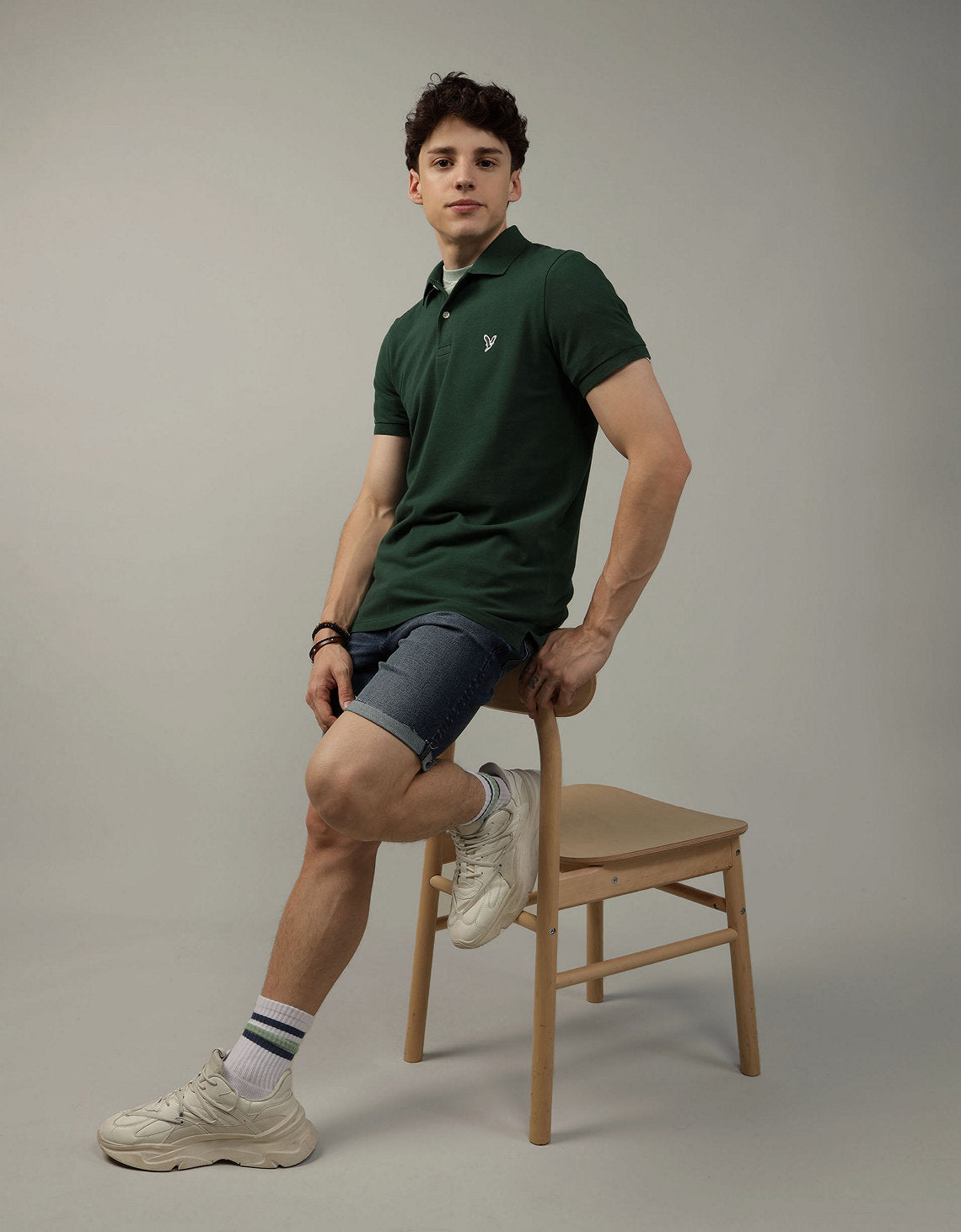 Camiseta Tipo Polo Slim Fit Ae - Verde 1165_9146_283_of