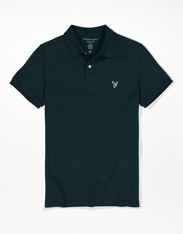 Camiseta Tipo Polo Slim Fit Ae - Azul