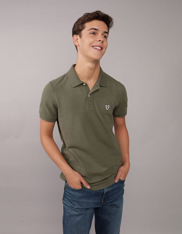 Camiseta Tipo Polo Slim Fit Ae - Verde