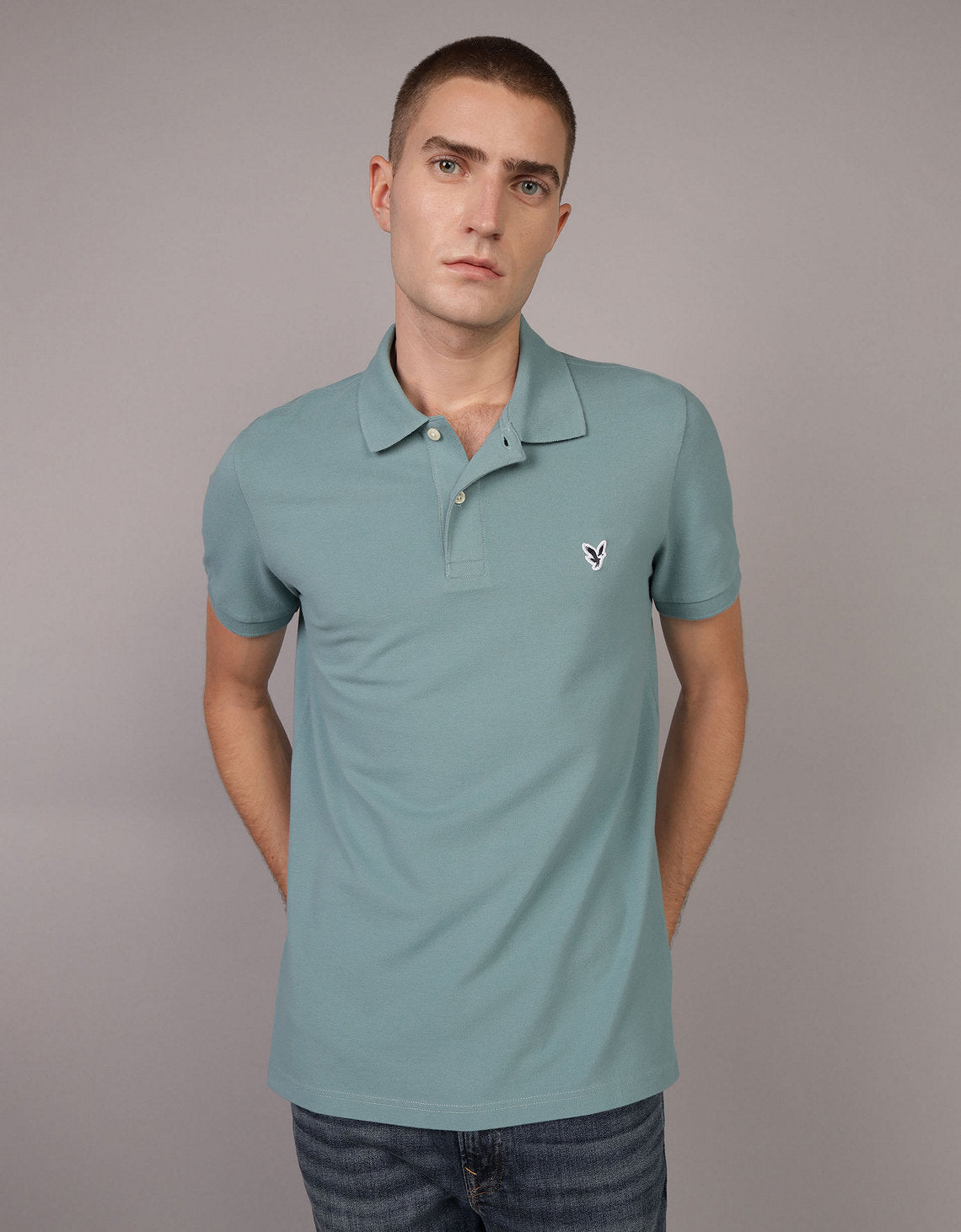 Camiseta Tipo Polo Slim Fit Ae - Verde 1165_9146_330_of