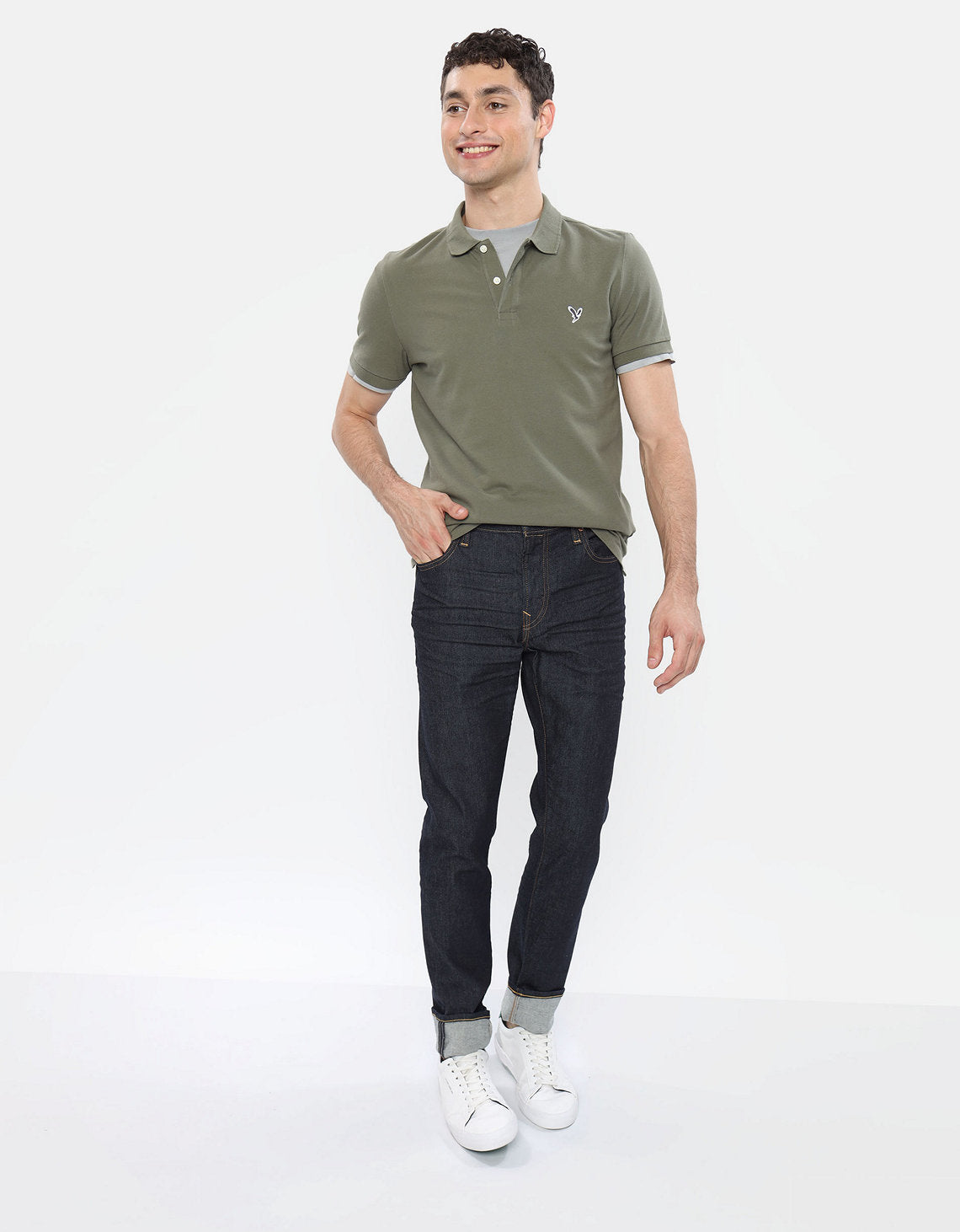 Camiseta Tipo Polo Slim Fit Ae - Verde 1165_9146_342_of