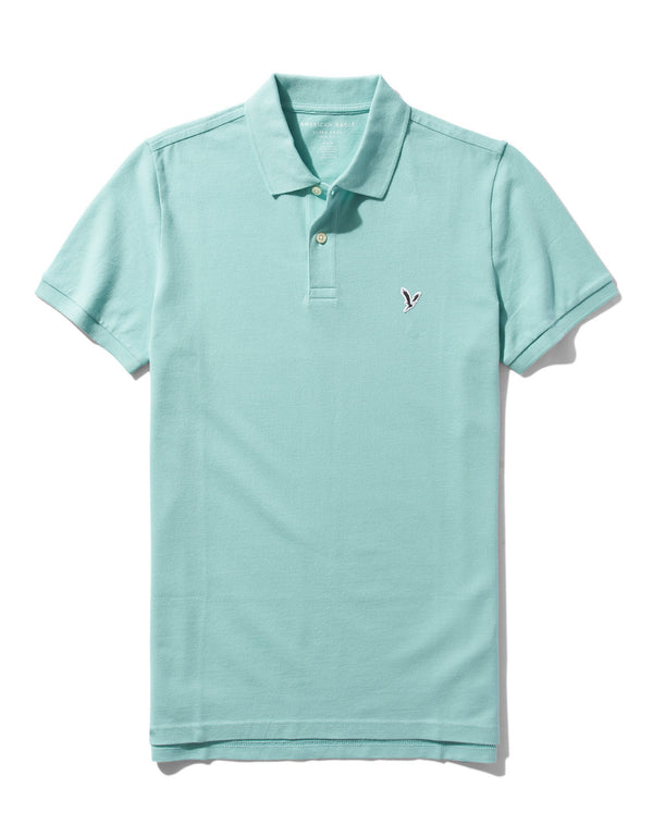 Camiseta Tipo Polo Slim Fit Ae - Azul