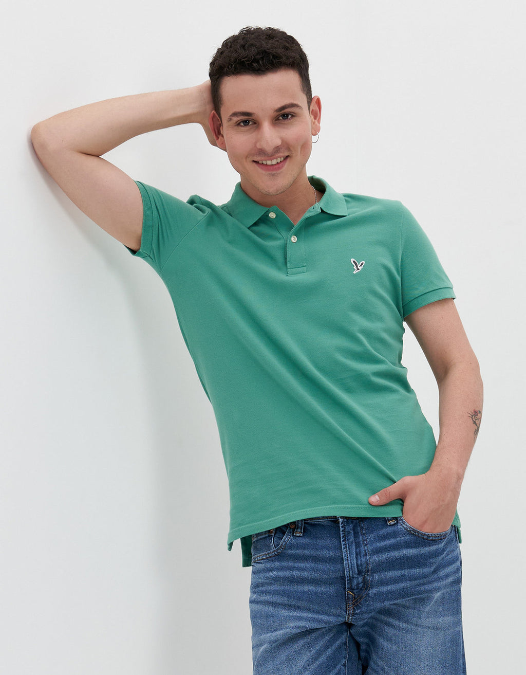 Camiseta Tipo Polo Slim Fit Ae - Verde 1165_9146_384_of