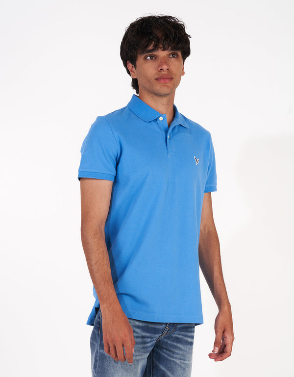 Camiseta Tipo Polo Slim Fit Ae - Azul