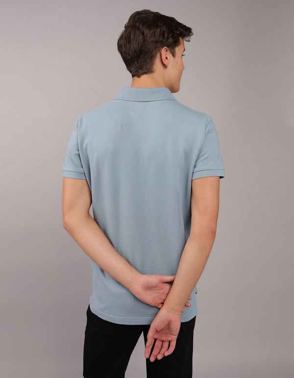 Camiseta Tipo Polo Slim Fit Ae - Azul