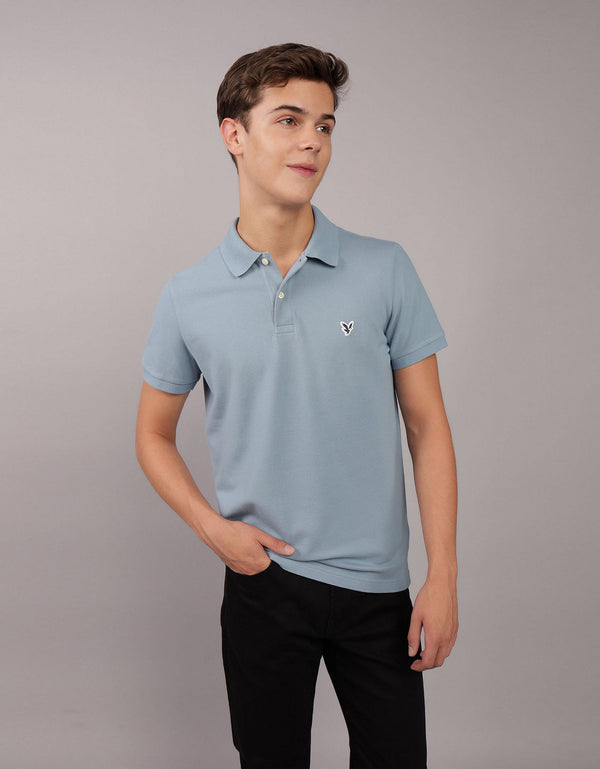 Camiseta Tipo Polo Slim Fit Ae - Azul