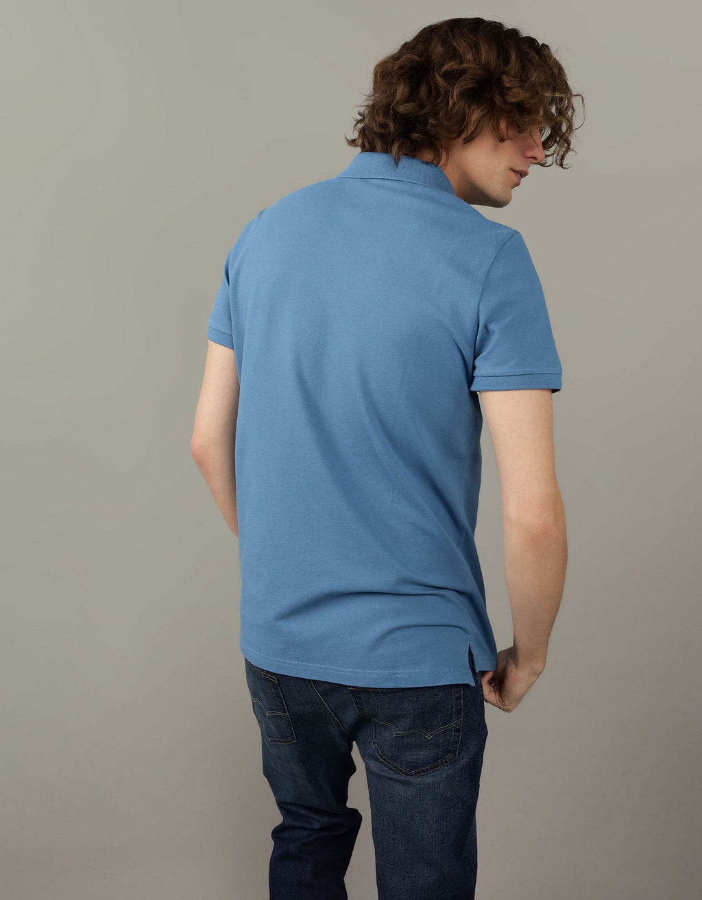 Camiseta Tipo Polo Slim Fit Ae - Azul 1165_9146_404_ob